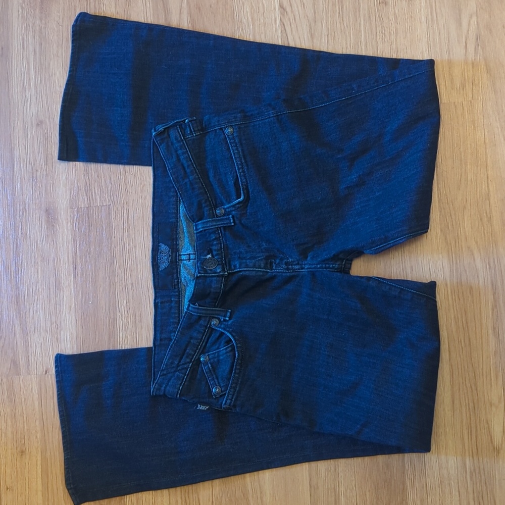 Rock & Republic Women Sz 28 Bootcut Jeans Dark Wash Embroidered Logo‎ Indigo 494